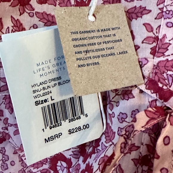 Faherty Hyland Dress in Sun Up Block Print Sz L - Picture 10 of 11